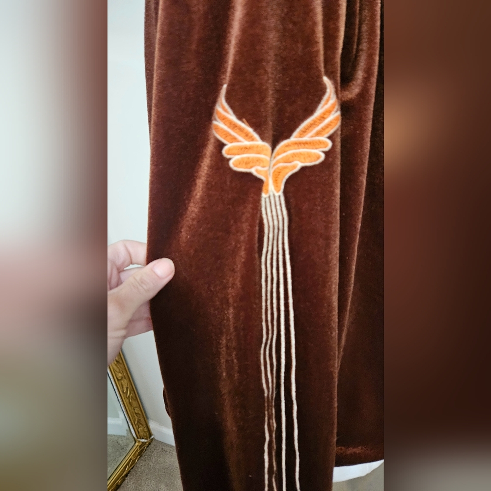 RUSTTY DUSTTY Floral Embroidery Open Front Velvet Jacket/blazer.Rust Brown M NWT - Picture 13 of 16